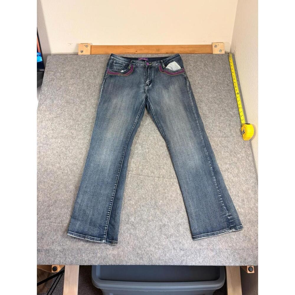 Vintage Paco Jeans Medium Wash Purple Embellishment Size 17